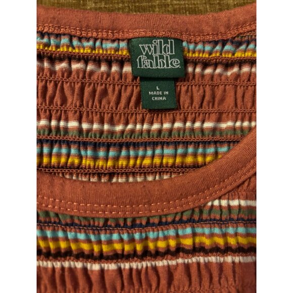 Wild Fable Womens Smocked Striped Crop Top Size L - Picture 3 of 5